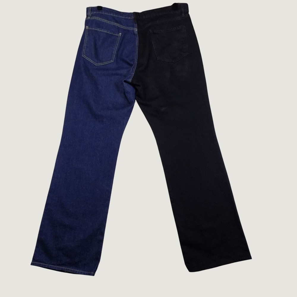 FRAME Le Jane Dell Noir High Rise Two-Tone Split Leg Jeans Womens 34 Blue Black - Picture 6 of 9